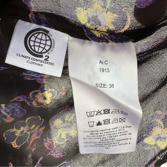 GANNI Shirt Top Women Size 36/4 Floral Button Down Long Sleeve Boho Office - Picture 6 of 6